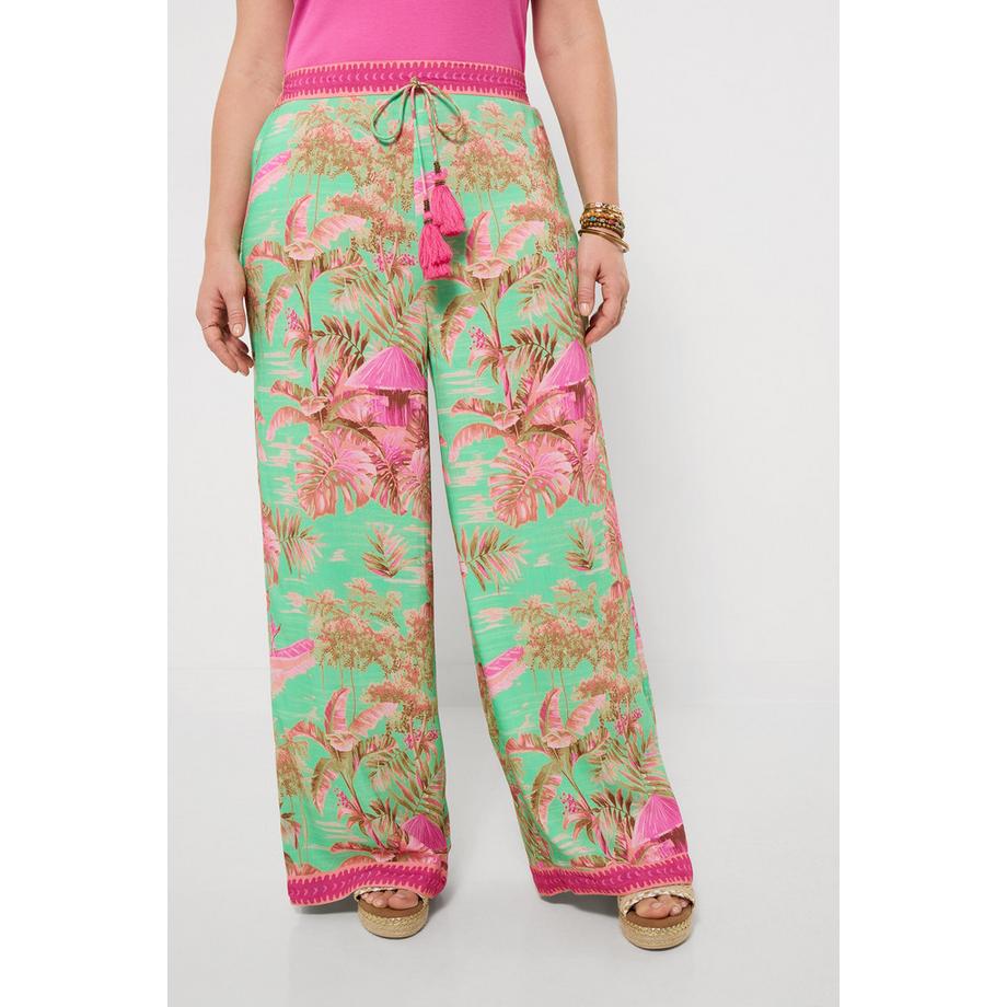 Joe Browns Pantaloni Larghi con Stampa e Dettaglio a Frange  
