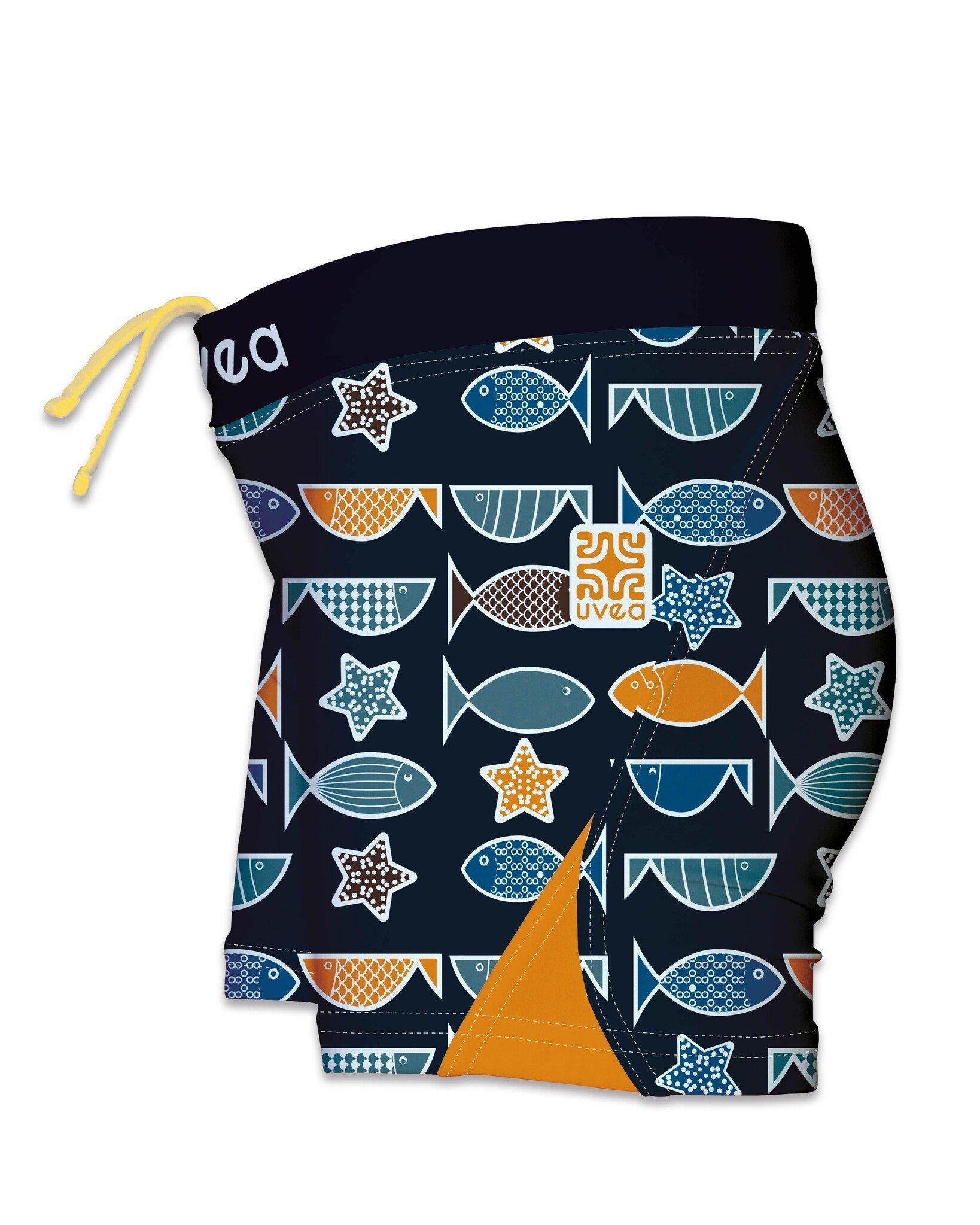 Uvea  Kinder UPF 50+ Badehose Sydney big fish navy 