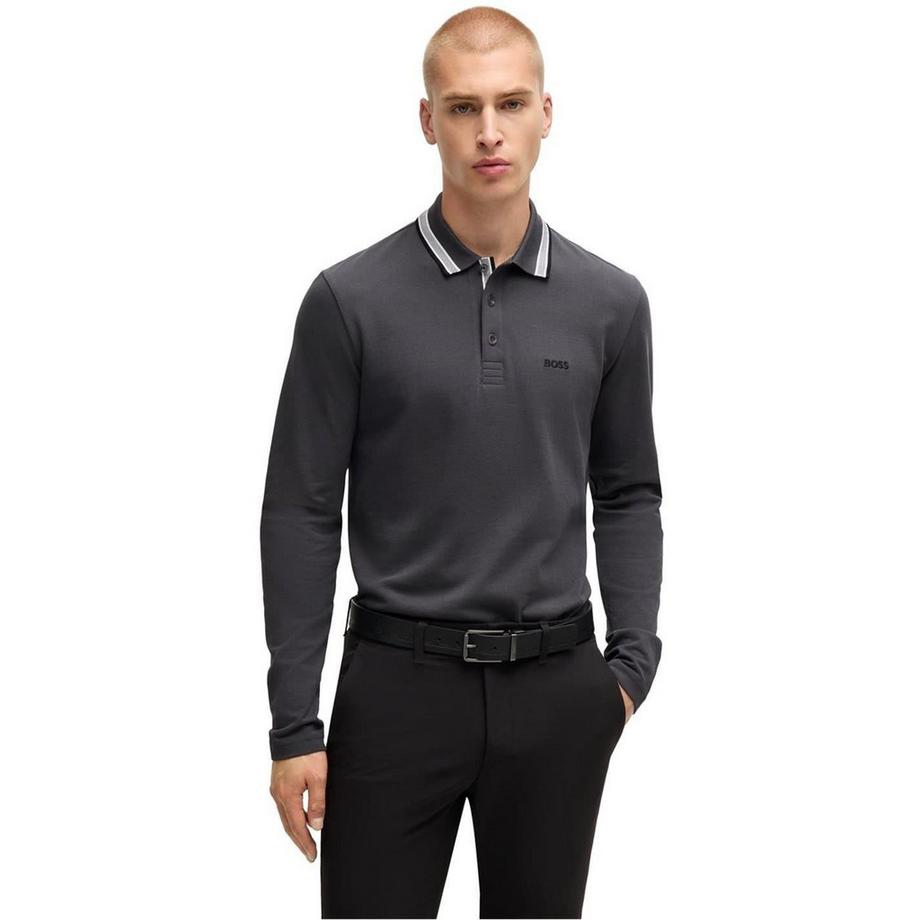BOSS Maglietta Polo Manica Lunga con Logo Ricamato  