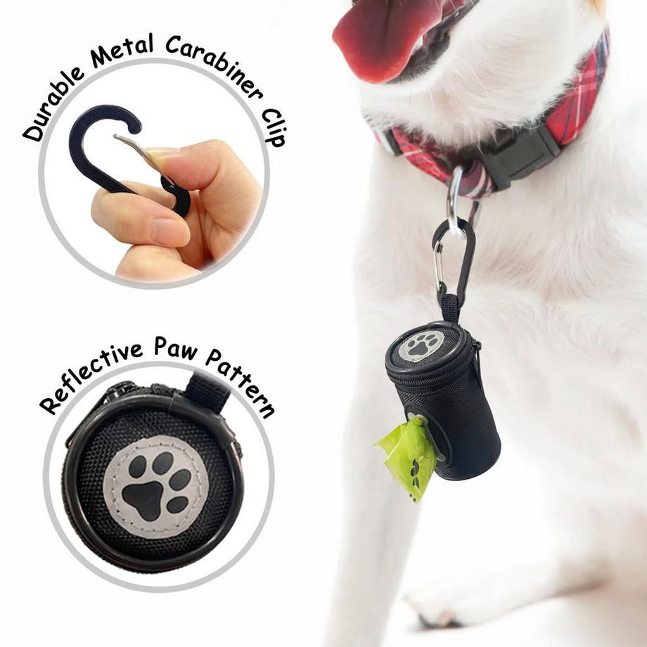 Alopini  Distributeur de Sacs à Crottes, Distributeur de Sacs à Crottes pour Chiens en Tissu Doux avec Mousqueton, Compatible avec toutes les Laisses 