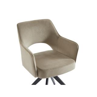 Vente-unique Chaise pivotante avec accoudoirs en velours et métal noir - Beige - KONYA  