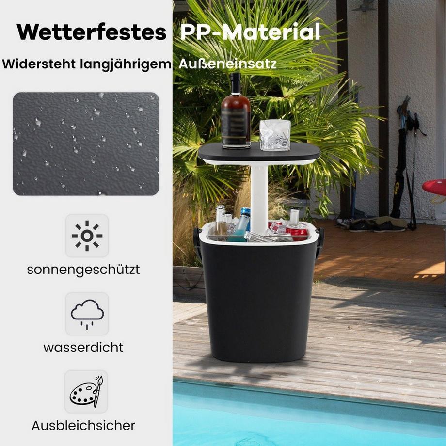 Northio  Glacière portable de 15 L avec plateau relevable et ouvre-bouteille, glacière de table d'appoint noire 