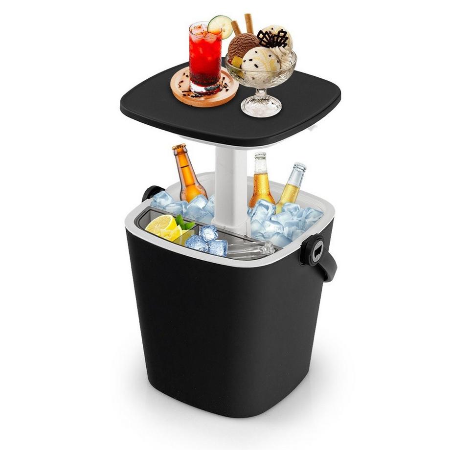 Northio  Glacière portable de 15 L avec plateau relevable et ouvre-bouteille, glacière de table d'appoint noire 