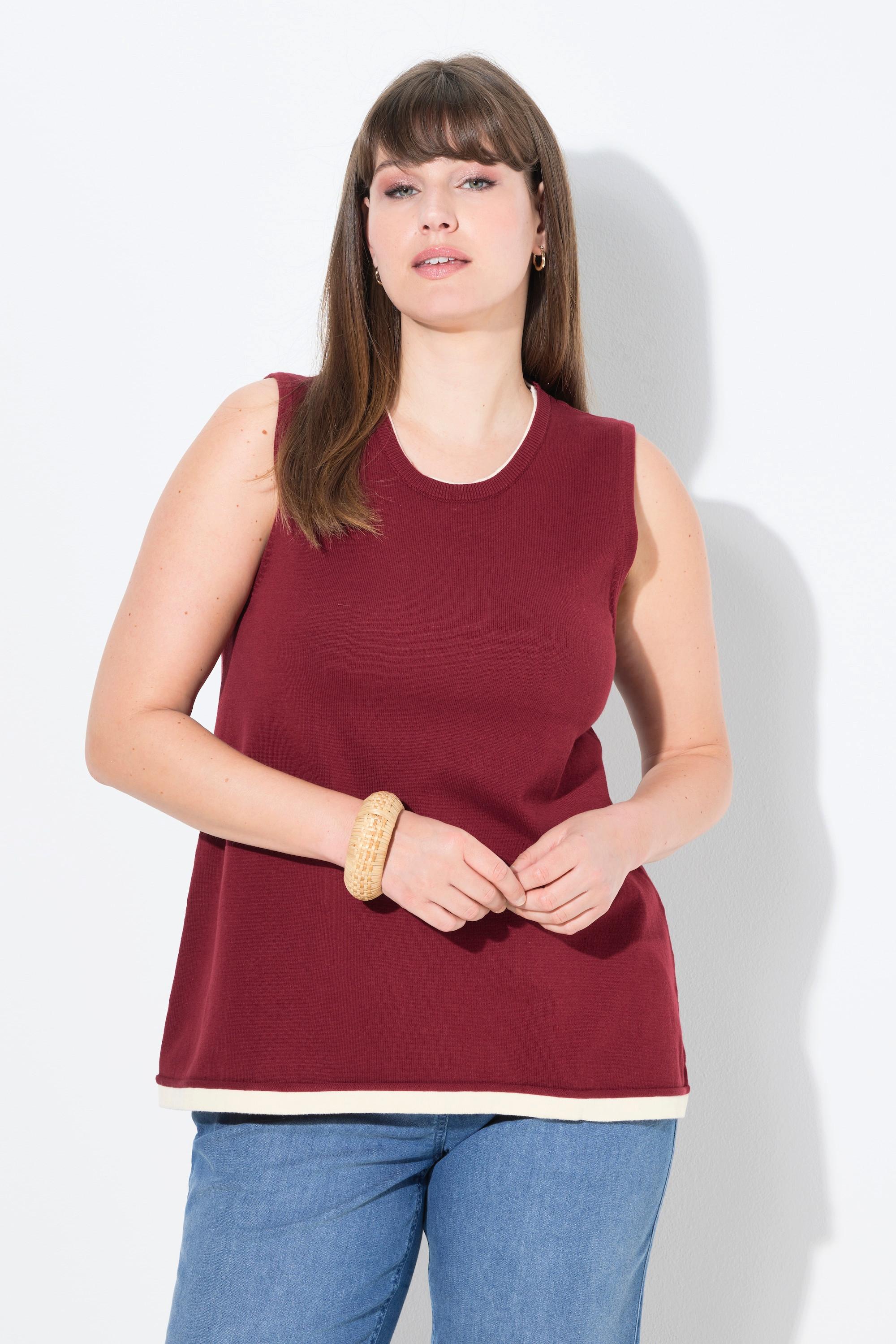 Ulla Popken Top in maglia scollo rotondo senza maniche  