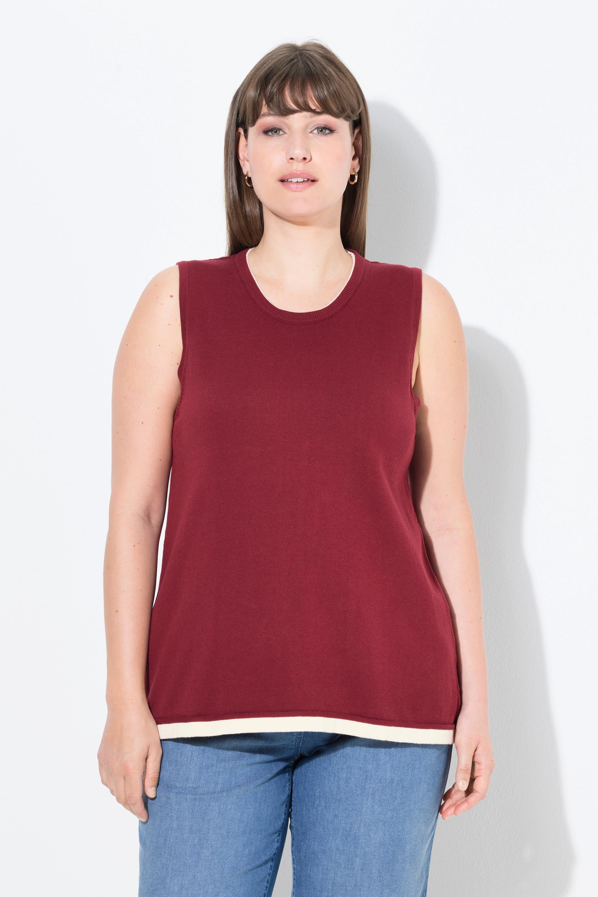 Ulla Popken Top in maglia scollo rotondo senza maniche  