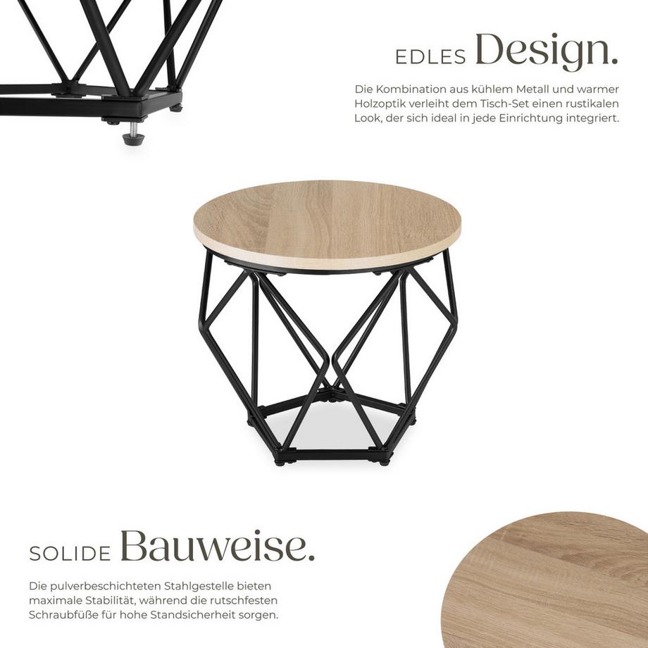 Tectake 2er Set Couchtisch Benham Industrial Style Holz und Stahl  