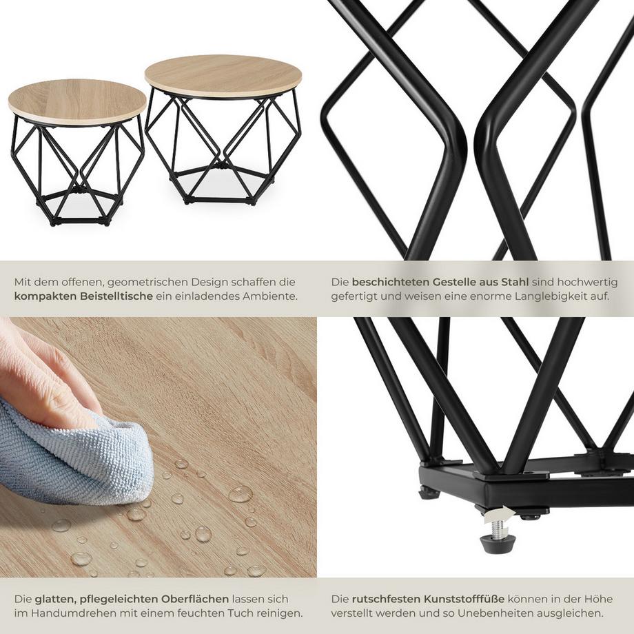 Tectake 2er Set Couchtisch Benham Industrial Style Holz und Stahl  