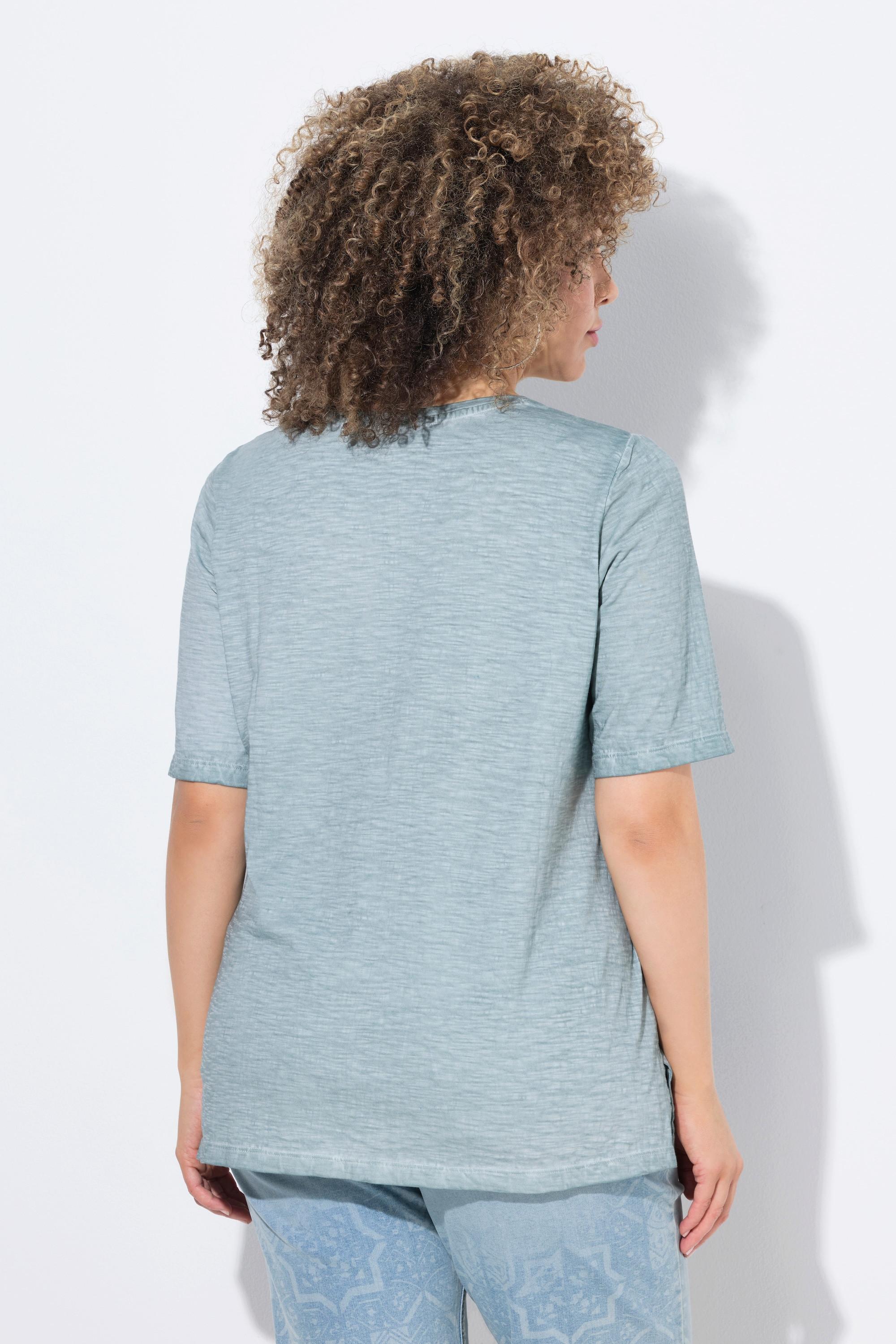 Ulla Popken T-shirt Classic Girocollo Mezza Manica con Brillantini  