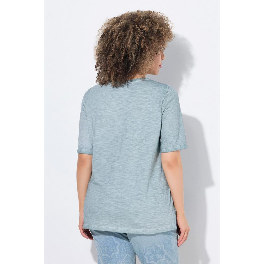 Ulla Popken T-shirt Classic Col Rond Manches Courtes avec Strass  