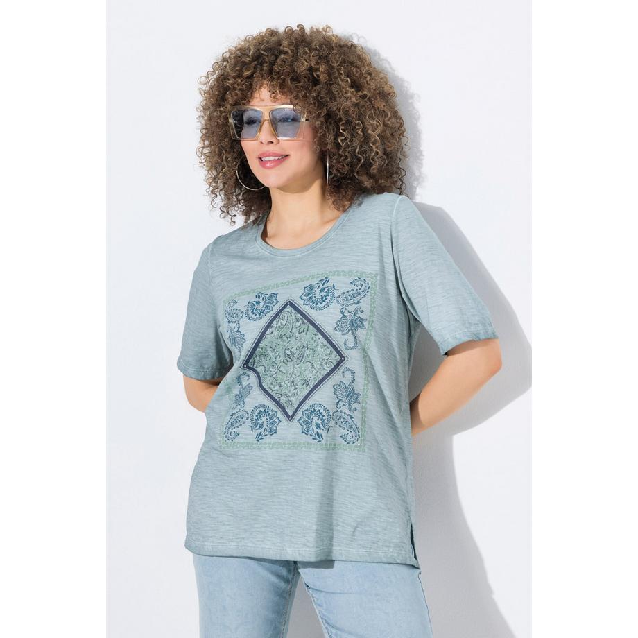 Ulla Popken T-shirt Classic Col Rond Manches Courtes avec Strass  