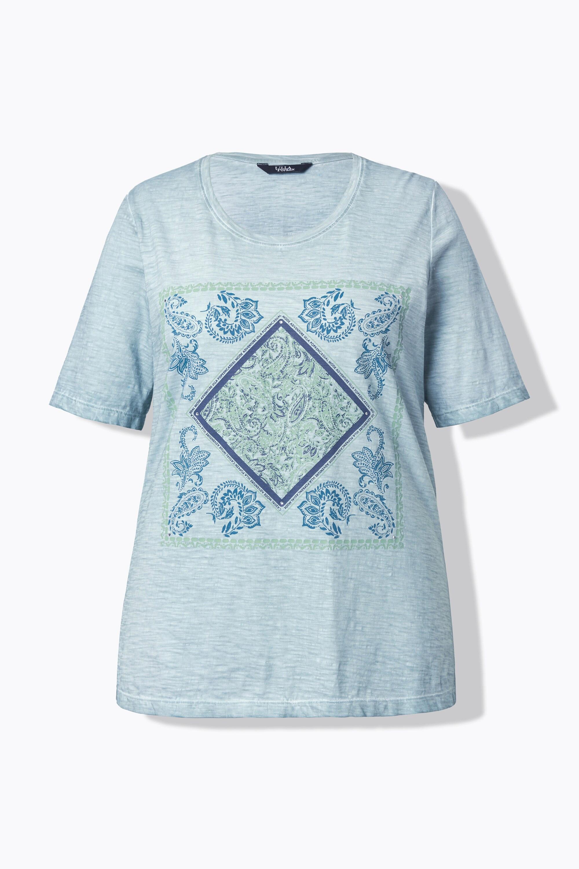 Ulla Popken T-shirt Classic Girocollo Mezza Manica con Brillantini  