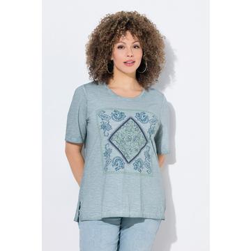 T-shirt classica con brillantini, scollo a girocollo e mezze maniche