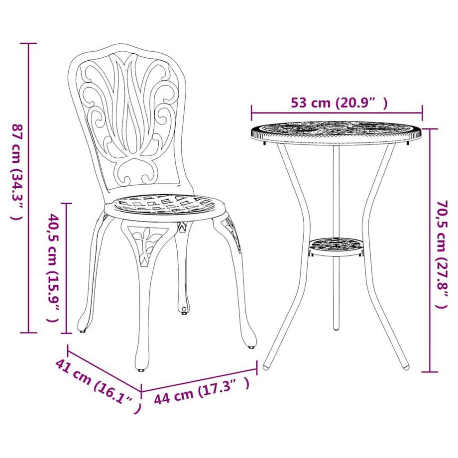 VidaXL Ensemble bistro de jardin aluminium  