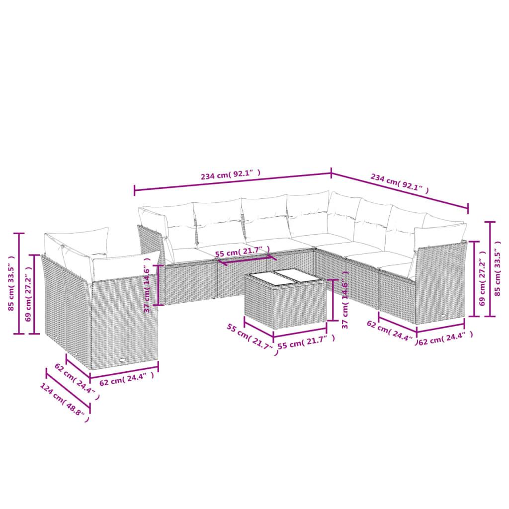 VidaXL set divano da giardino Polirattan  