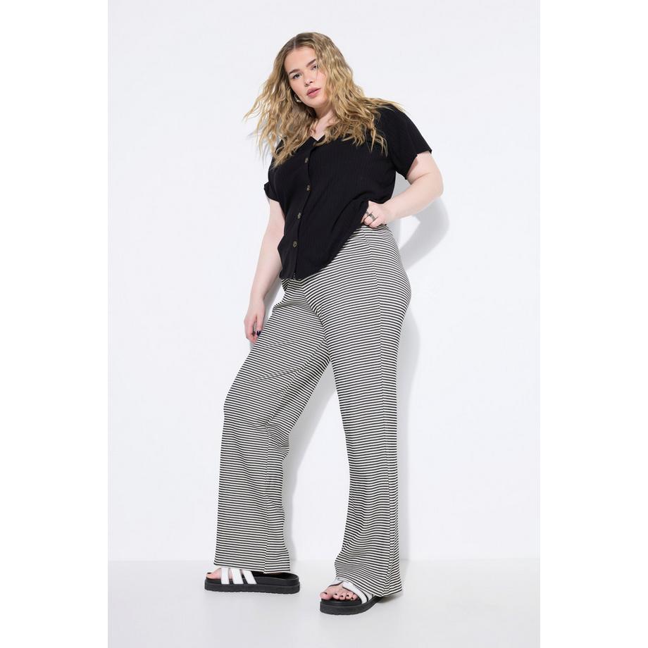 Studio Untold Pantalon jambe droite jersey texturé à rayures  