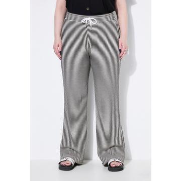 Pantalon jambe droite, jersey texturé à rayures