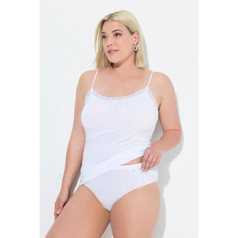 Ulla Popken Slim Fit Ajourjersey Spaghettiträger Top  