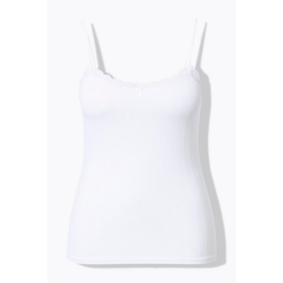 Ulla Popken Slim Fit Ajourjersey Spaghettiträger Top  