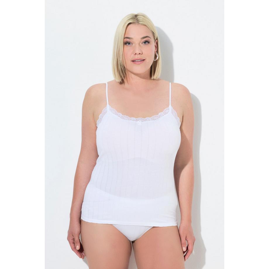 Ulla Popken Slim Fit Ajourjersey Spaghettiträger Top  