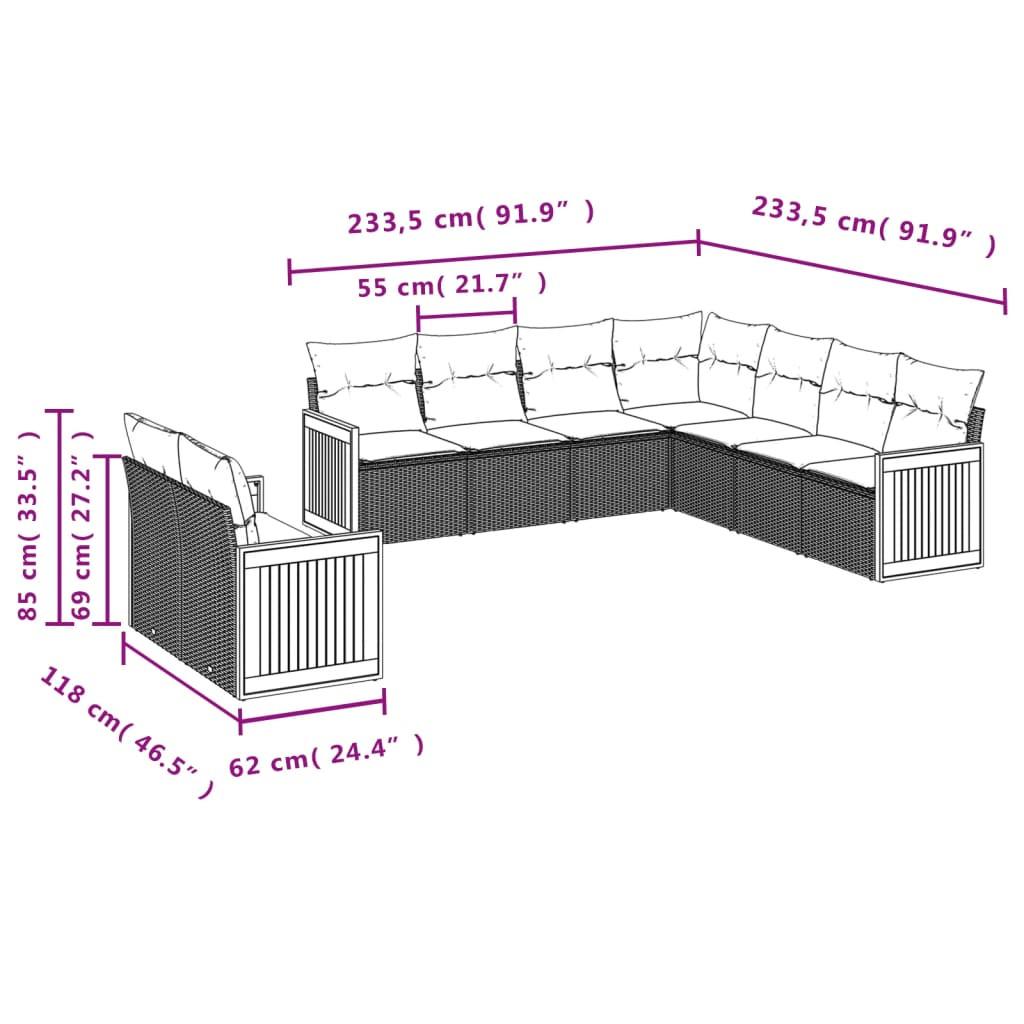 VidaXL Ensemble de canapés de jardin rotin synthétique  