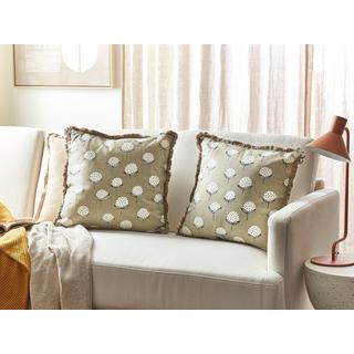 Beliani Lot de 2 coussins décoratifs en Coton Boho PSILOTALES  