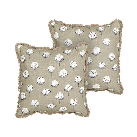 Beliani Lot de 2 coussins décoratifs en Coton Boho PSILOTALES  