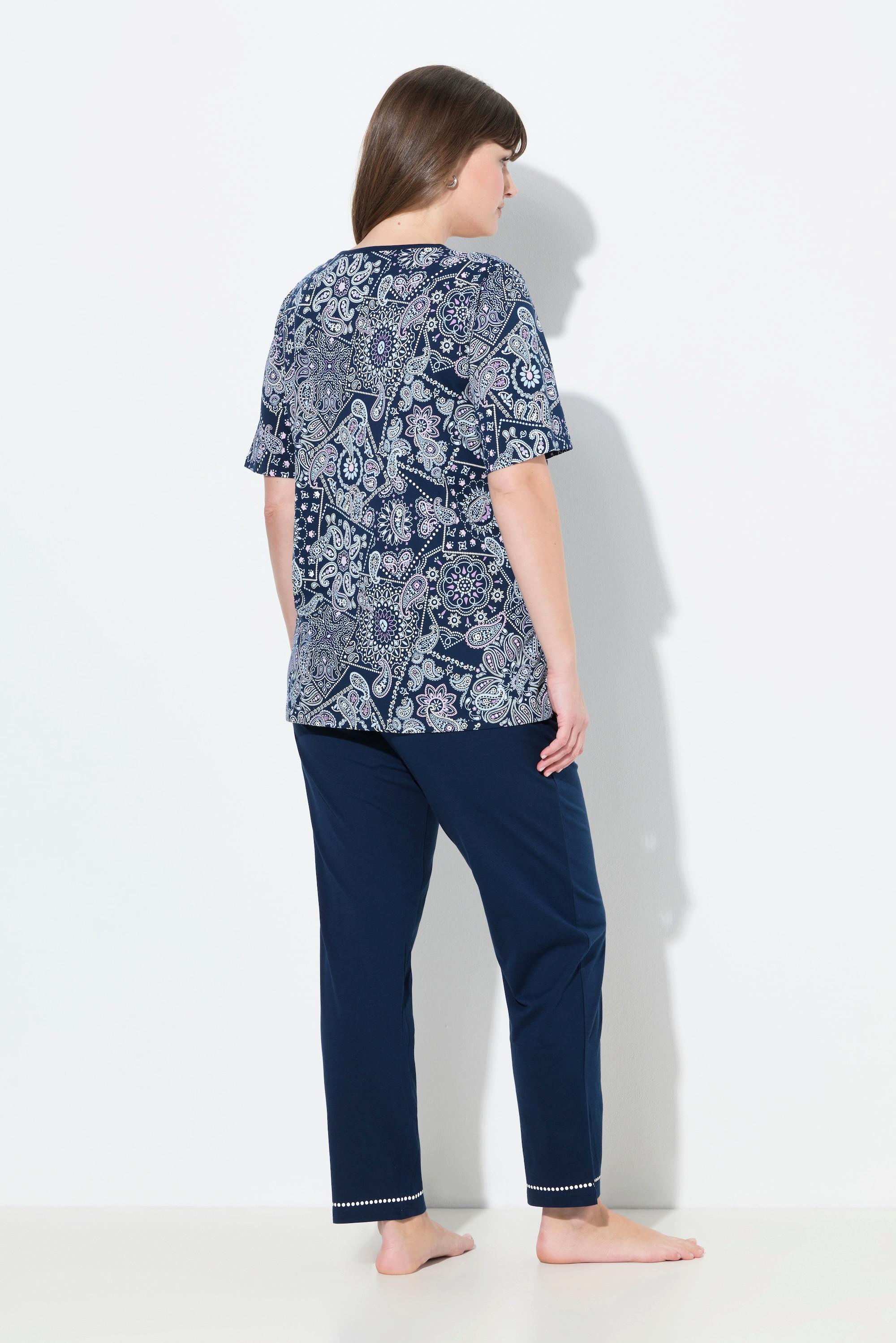 Ulla Popken Pigiama Scollo a V Maniche Corte con Tasche  