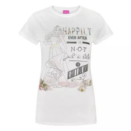 Disney  Tshirt Aurore 'Happily Ever After Is Not Just A State Of Mind' Blanc