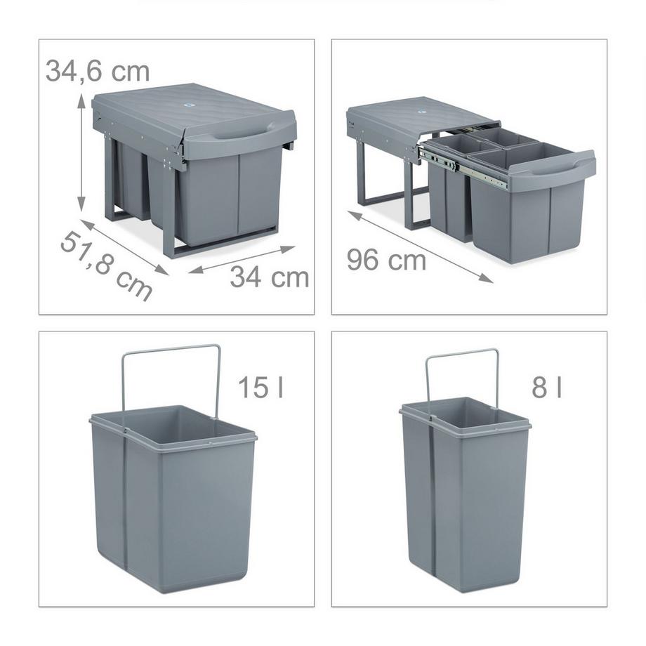 B2X Raccolta differenziata con 3 contenitori per rifiuti  