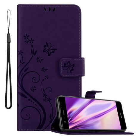 Cadorabo  Housse compatible avec Huawei P10 LITE - Coque de protection au design floral avec fermeture magnétique, fonction de support et emplacements pour cartes 