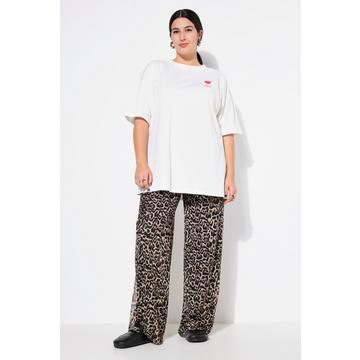 Pantalon en mesh, coupe Wide Legs, imprimé léopard