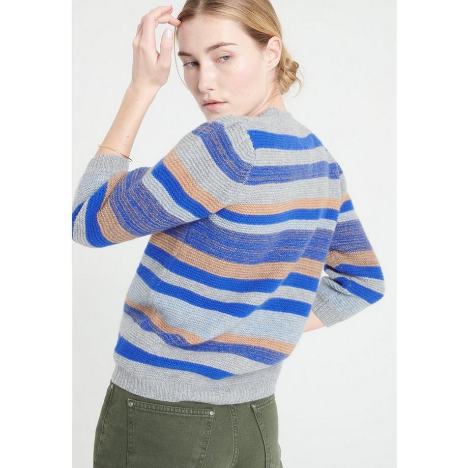 Studio Cashmere8 MIA 11 Cardigan Col V Rayé 6 Fils  