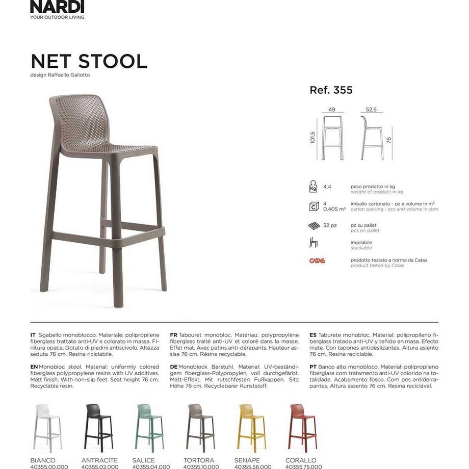 NARDI outdoor Tabouret de bar de jardin Net 101  