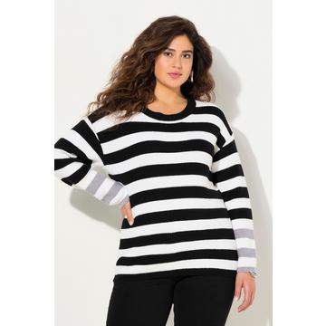 Maglione con righe, scollo a girocollo e maniche lunghe