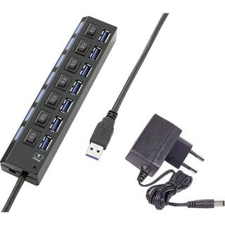 Renkforce  Renkforce 7 Porte Hub USB 3.0 Commutabile singolarmente, Con LED di stato, Con porta di ricarica per 