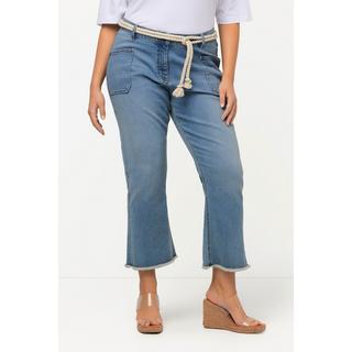 Ulla Popken  Jeans Marie, Fransensaum, Kordelgürtel, weites Bein 