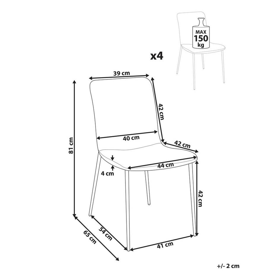 Beliani Esszimmerstuhl 4er Set aus Stoff  GLENDIVE  