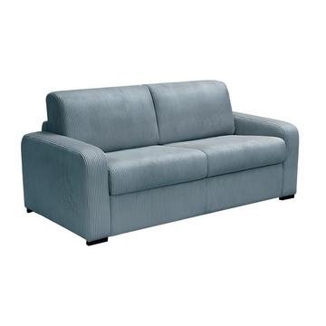 Schlafsofa mit Matratze 3-Sitzer - Liegefläche mit Lattenrost mit breiten Latten 140 cm - Matratze 18 cm - Cord - Hellblau - BEVIS