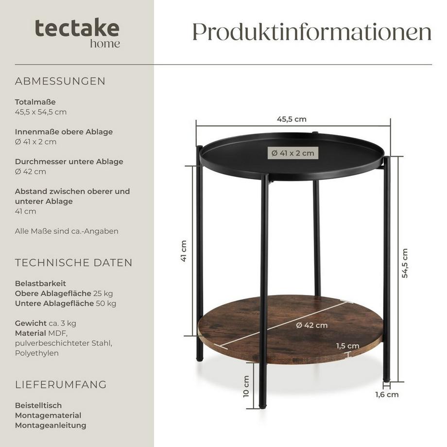 Tectake Tavolino Sunderland  Stile industriale  