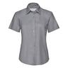 Russell Collection Easy Care Oxford Bluse, Kurzarm  Silber