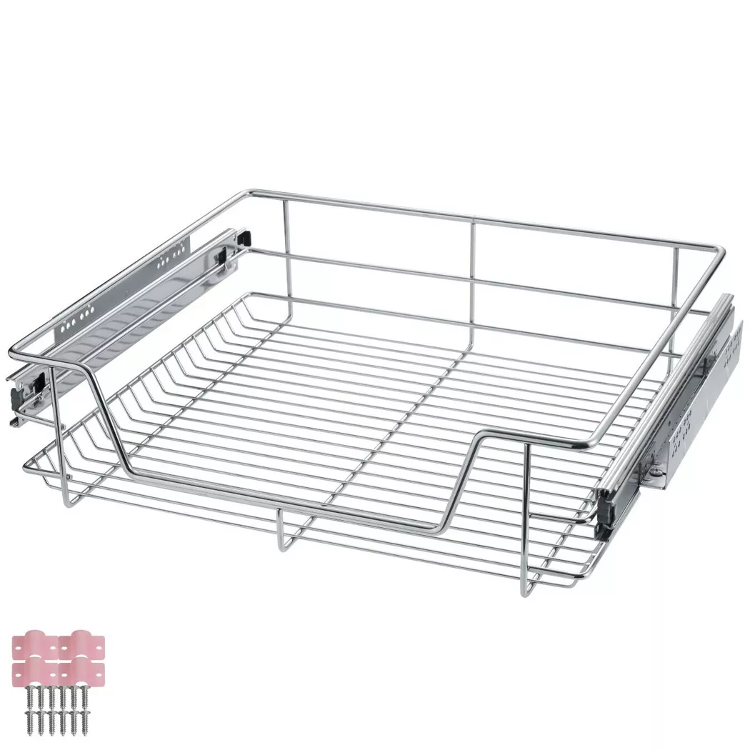 tectake Drawer With Telescopic Runners 60 Cm in Silver