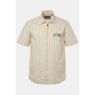 Sthuge  Camicia STHUGE dal taglio squadrato con design a righe, mezze maniche e colletto ad apertura inglese bianco sporco 