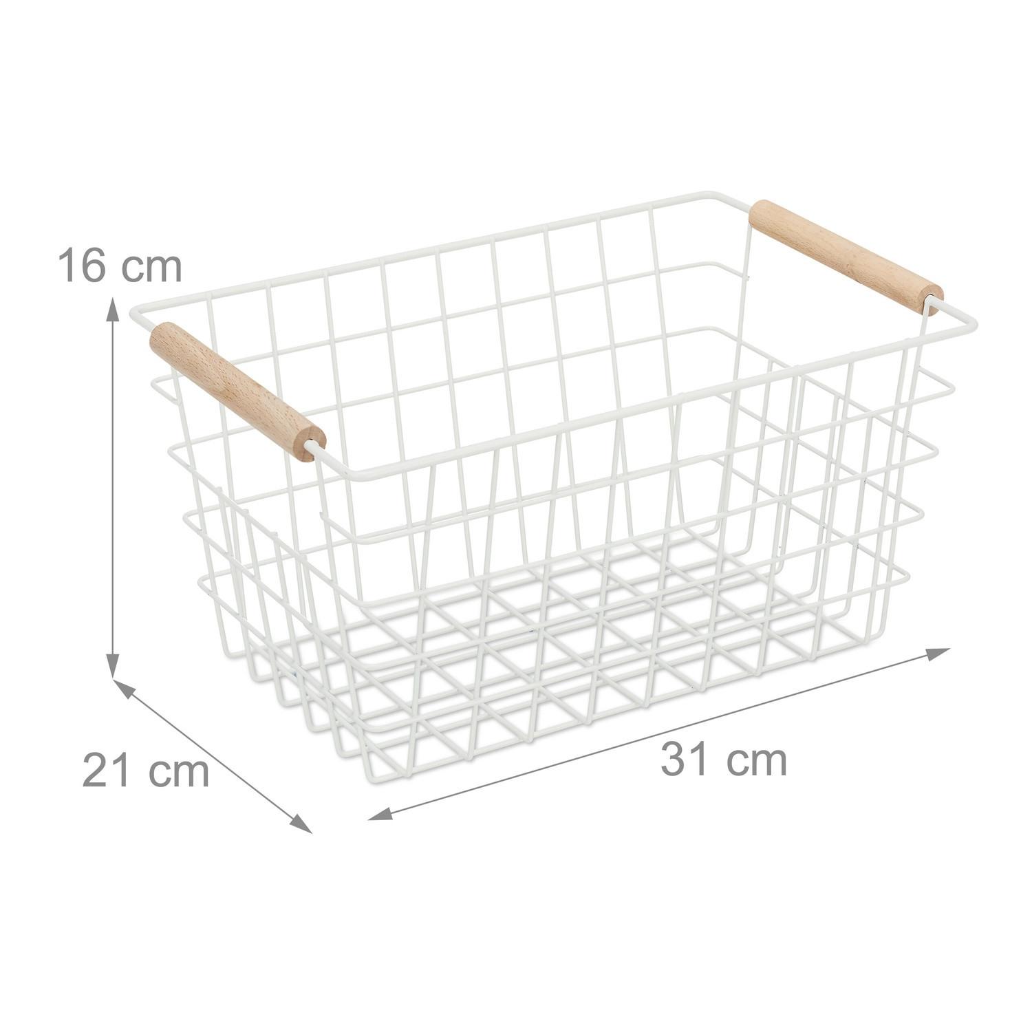 Northix Paniers en fil de fer avec poignées en bois, lot de 2  