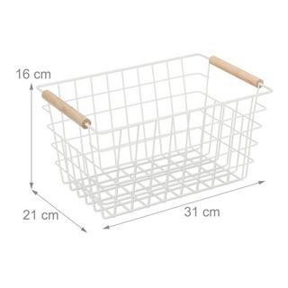Northix Paniers en fil de fer avec poignées en bois, lot de 2  