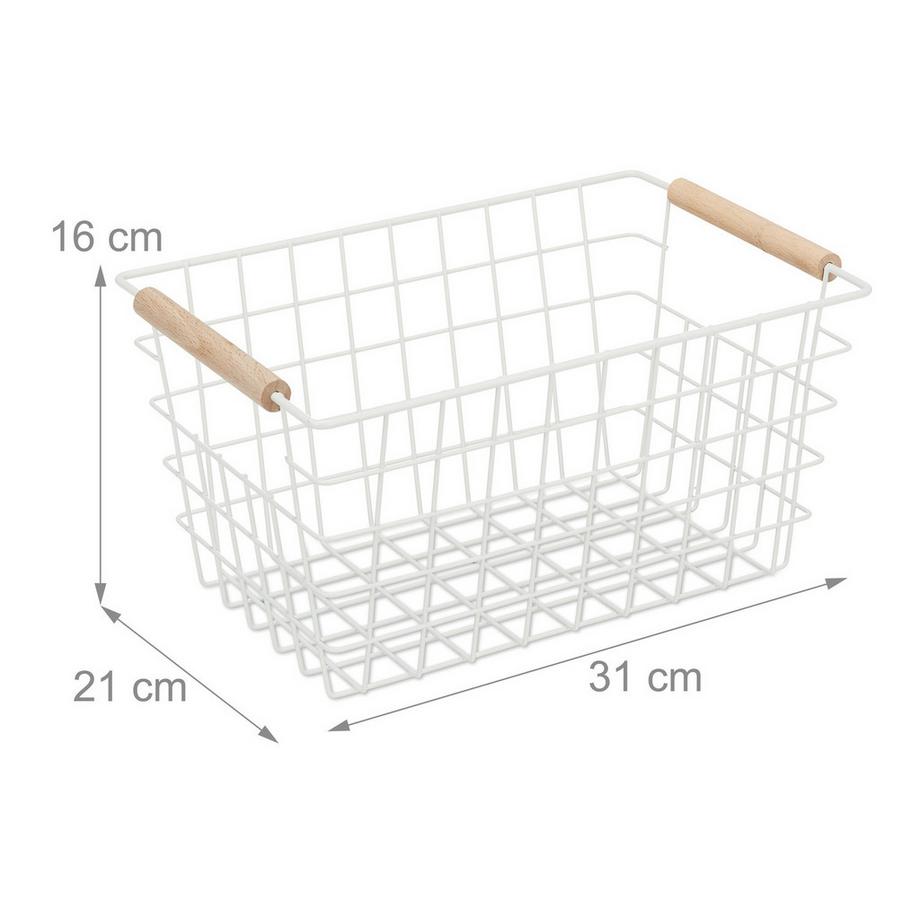 Northix Paniers en fil de fer avec poignées en bois, lot de 2  