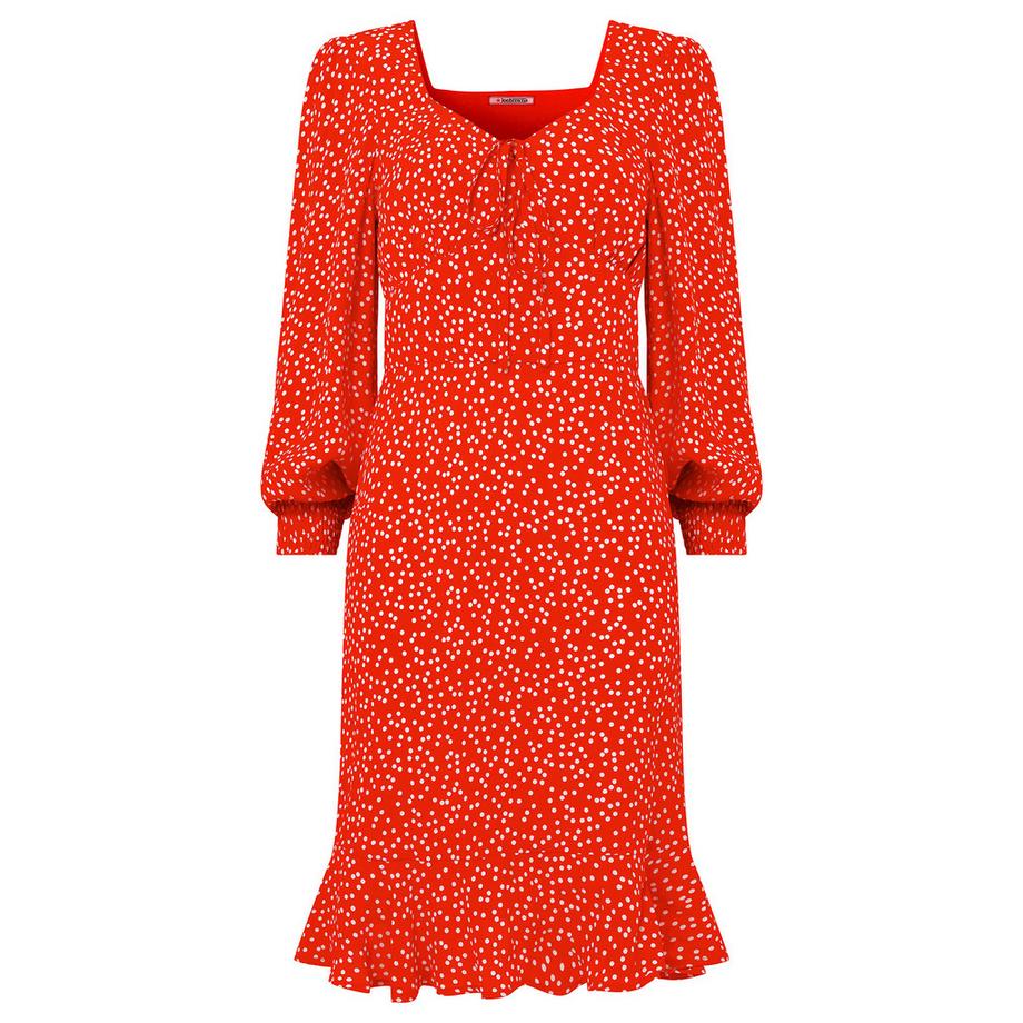 Joe Browns Gepunktetes Mini-Kleid mit Krawattenausschnitt  