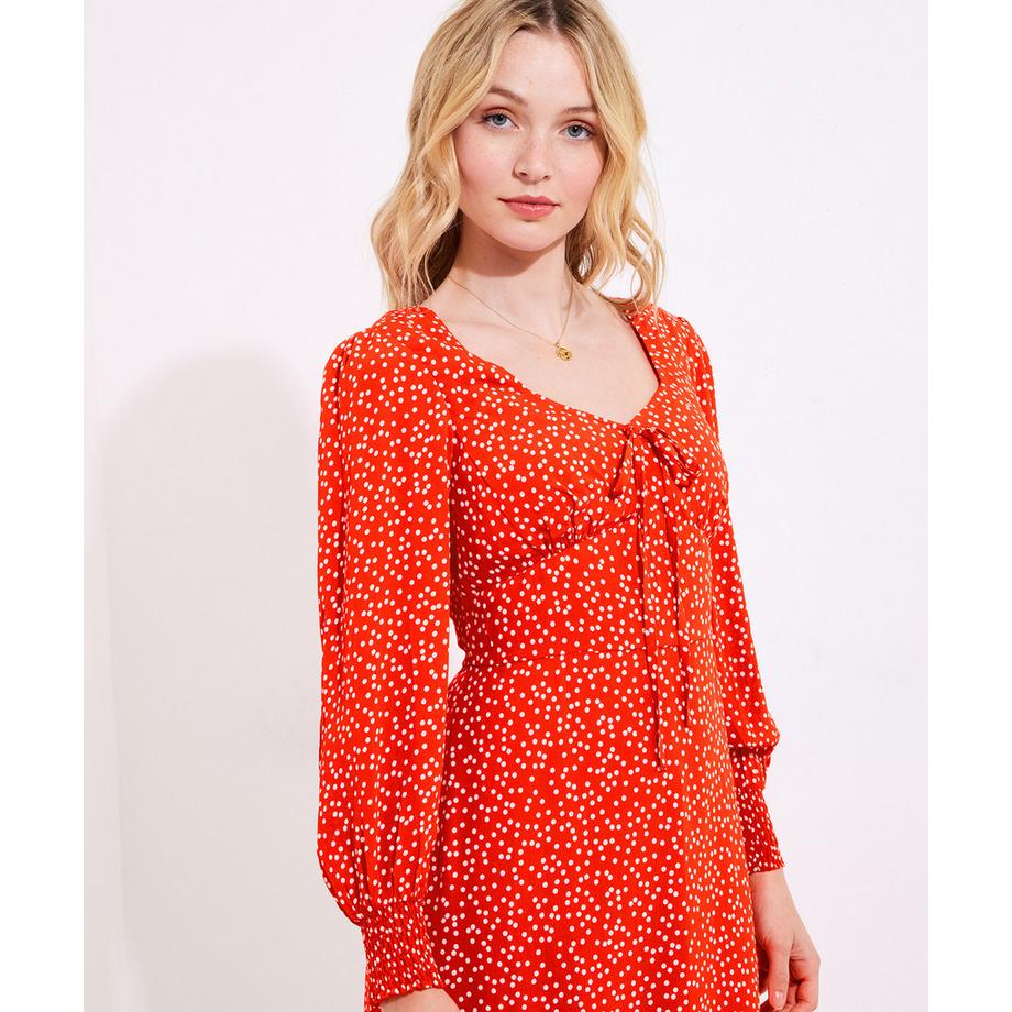 Joe Browns Gepunktetes Mini-Kleid mit Krawattenausschnitt  