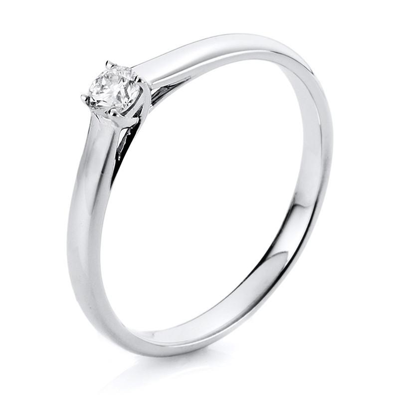 MUAU Schmuck  Solitär-Ring 750/18K Weissgold Diamant 0.15ct. 