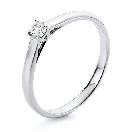 MUAU Schmuck  Solitär-Ring 750/18K Weissgold Diamant 0.15ct. 