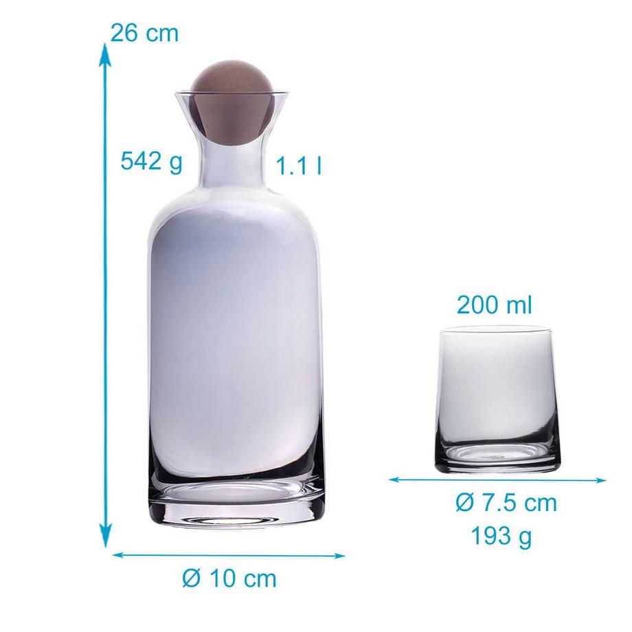 Intirilife Carafe Avec Ensemble De 4 Verres  